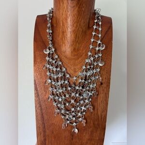 Serafina for Anthropologie Silver Crystal Multi-Strand Statement Necklace